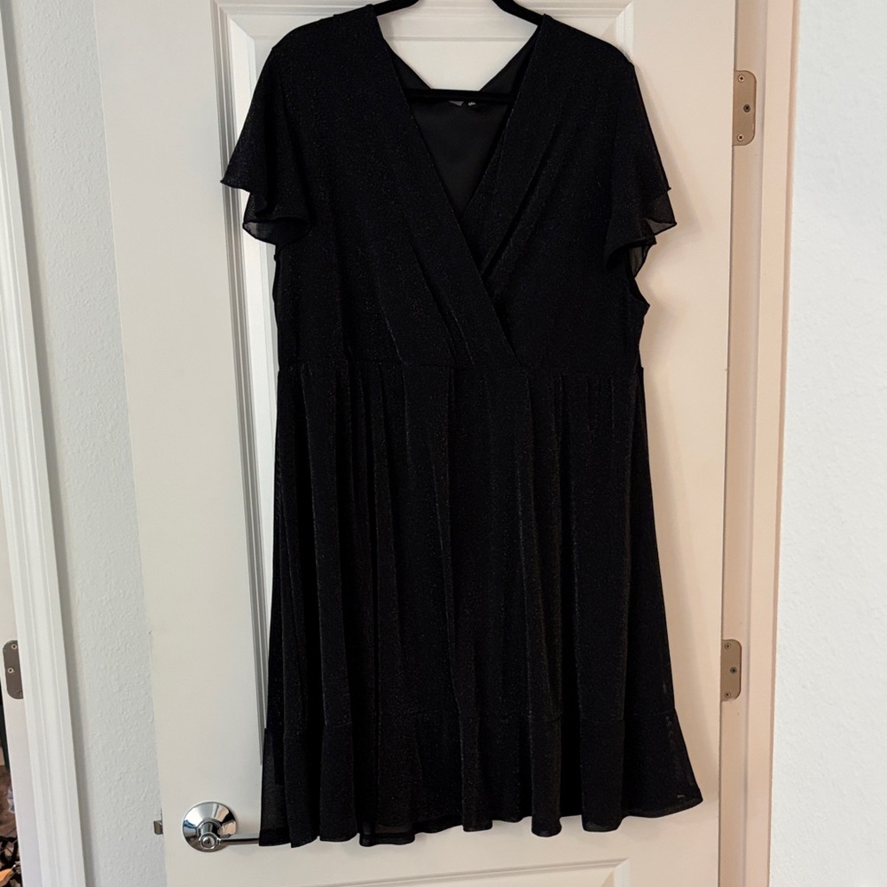 Sparkly Black Cap Sleeve Dress